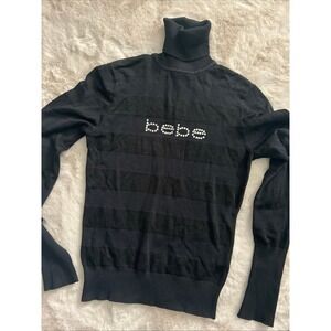bebe logo sweater swarovski `s color black size M Y2K